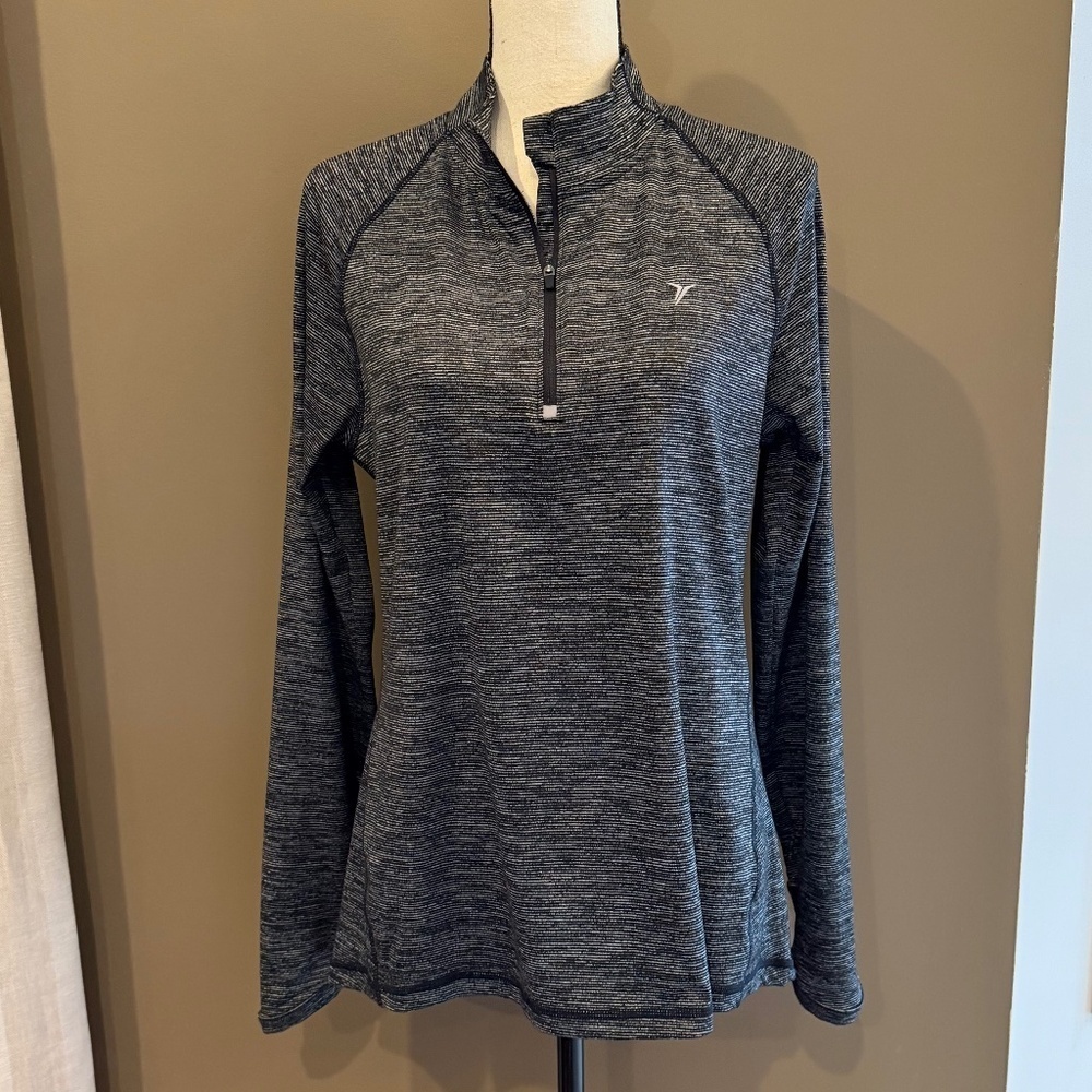 Old Navy Gray Marled Quarter Zip, Long Sleeve, Size Large